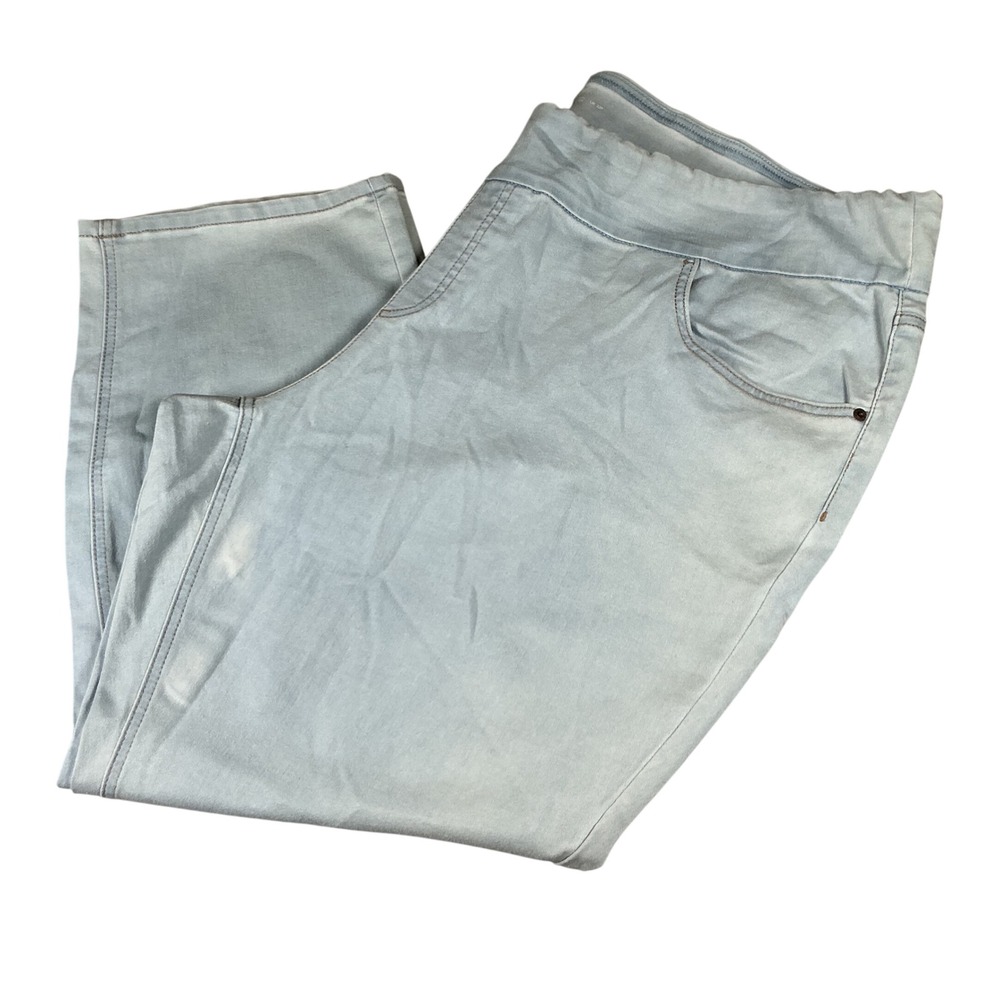 D&Co Denim & Co Pull On Jeans 28WP Petite Plus Blue‎ Stretch Straight Comfort